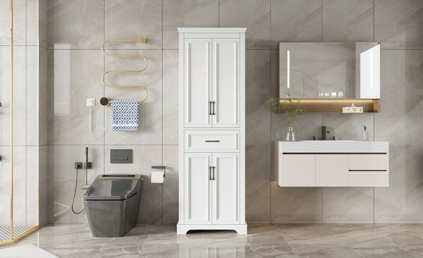 English Elm 70.8" Freestanding Bathroom Vanity with Soft-Close Doors, Adjustable Shelves, Anti-Tip Safety & Sleek Handles N729P335558K