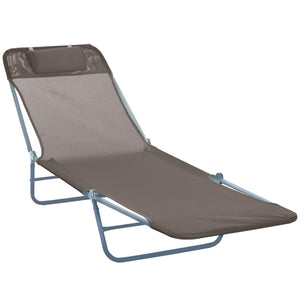 English Elm Outsunny Folding Chaise Lounge Chair - Adjustable 5-Position, Breathable Mesh, Portable Poolside Comfort W2225P174375-GIGA