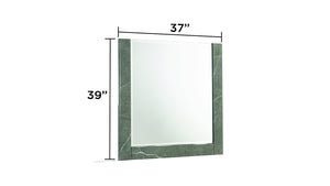 English Elm Elara Two-Tone High-Gloss Marble & Lacquer Wall Mirror, Large Reflective Surface for Modern Elegance G150108691