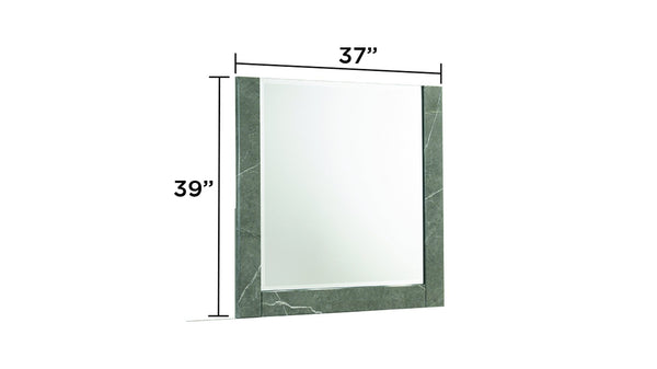 English Elm Elara Two-Tone High-Gloss Marble & Lacquer Wall Mirror, Large Reflective Surface for Modern Elegance G150108691