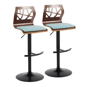 English Elm Adjustable Swivel Barstools Mid-century Metal and Walnut Base Set of 2 for Kitchen B202S02180