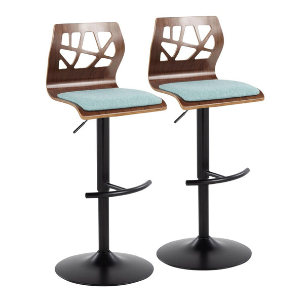 English Elm Adjustable Swivel Barstools Mid-century Metal and Walnut Base Set of 2 for Kitchen B202S02180