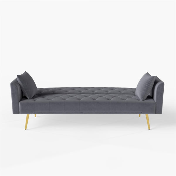 English Elm Modern Tufted Velvet Sleeper Sofa Retro Style Convertible Fold Flat for Compact Spaces Gray W2353P399461