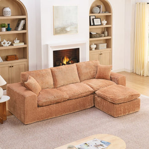 English Elm 107'' Boucle L-shaped Sectional with Reversible Chaise Deep Foam Seat Living Room Orange W1413S00171