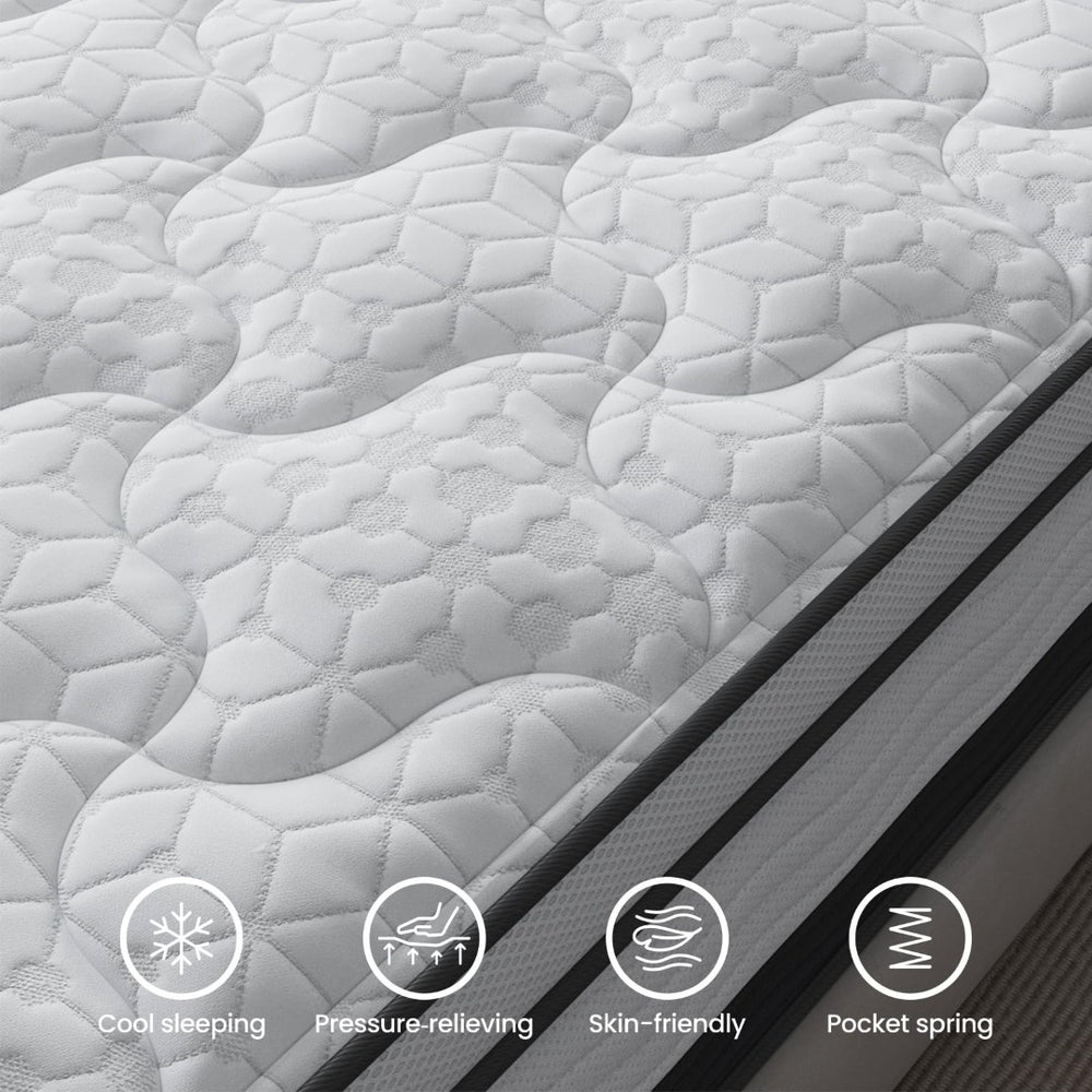 English Elm 14 Inch Full Hybrid Mattress Gel Foam Pocket Coils Medium Firm Sleep Support B2716P329689
