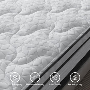 English Elm 14 Inch Full Hybrid Mattress Gel Foam Pocket Coils Medium Firm Sleep Support B2716P329689