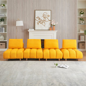 English Elm 120 Plush Teddy Sofa 120" Long Spacious 4-Seater with Solid Wood Frame, Spring Cushion Comfort Yellow W1658S00068