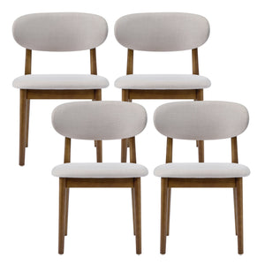 English Elm Christopher Knight Home® - Modern Walnut Side Chair Set Of 4 - Beige Upholstery, Ergonomic Comfort & Stylish Mid-Century Design N768P331579W_4