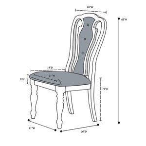 English Elm Antique Solid Wood Dining Chairs Set of 2 with Ladder Back and Padded Dark Chocolate Faux Leather Seats Grey 21 L x 44 W x 13 H HSESF00F1825