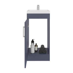 English Elm Vanity Reyno 32.6" H Alby Blue Compact 1 Door 1 Shelf Bathroom Storage Eco-Friendly Engineered Wood B097S00219