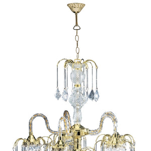 English Elm 25" Tall Metal Chandelier - Elegant Polished Brass With Crystal Accents For Timeless Home Décor B072116083