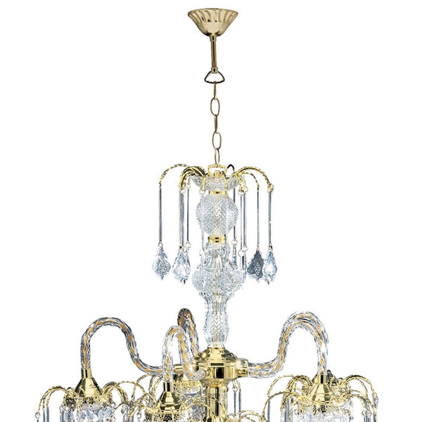 English Elm 25" Tall Metal Chandelier - Elegant Polished Brass With Crystal Accents For Timeless Home Décor B072116083