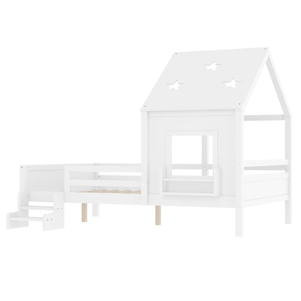 English Elm Full Bunk Bed with Trundle Bookshelf Storage Pine Frame Car Design for Kids Light White W1580S00295