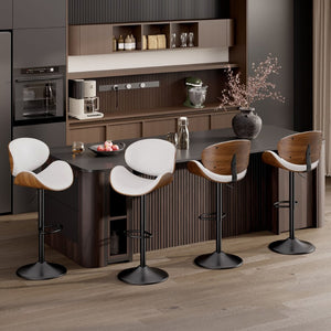 English Elm Swivel Adjustable Height Bar Stools - Modern Pu Leather, 360° Swivel, Comfortable & Durable Design T3950P394489-GIGA