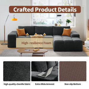 English Elm L-Shaped Modular Sofa - No Assembly, Soft Flannelette, Deep Cushion Comfort For Modern Living Spaces W3737S00004