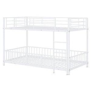 English Elm Twin Twin over Twin metal bunk bed with slide, guardrails and convertible loft design for safety and playfulness White SF000169AAK