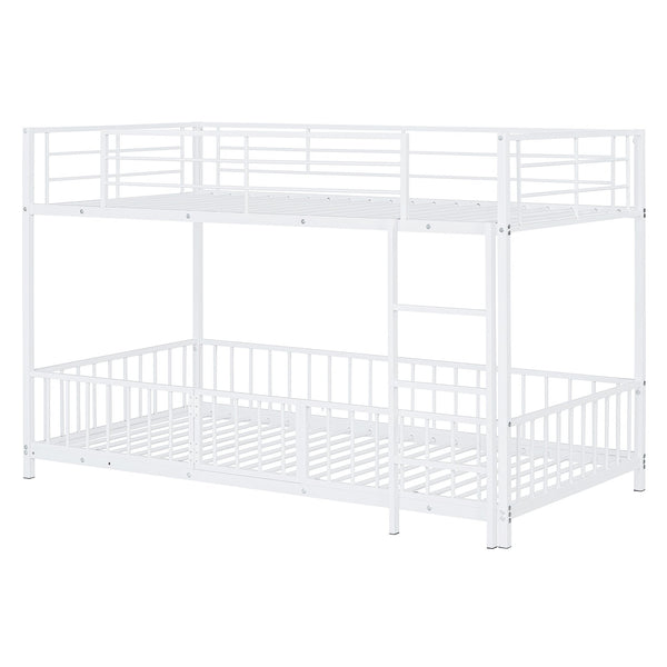 English Elm Twin Twin over Twin metal bunk bed with slide, guardrails and convertible loft design for safety and playfulness White SF000169AAK
