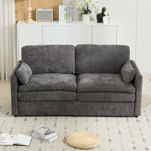 English Elm 68.1" Cozy Upholstered Loveseat Sofa with Double-Layer Cushions, Deep Seating, Chenille Comfort & Support Grey N719P251496E