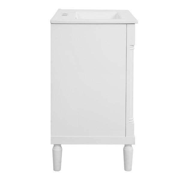 English Elm 30" French Style Bathroom Vanity with Ceramic Basin Soft Close Doors Wood Legs White N710P415327K