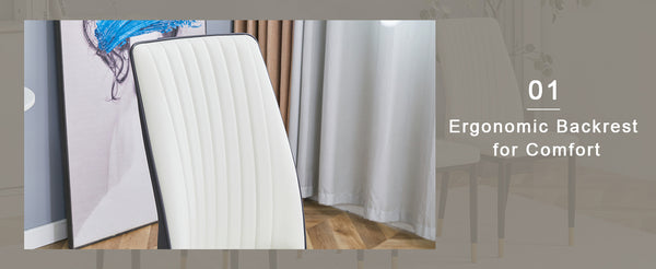 English Elm A 42-inch round dining set with stone top table and gold-plated stainless legs plus four PU chairs Gold 31 L x 19.5 W x 17.5 H W1512S00133