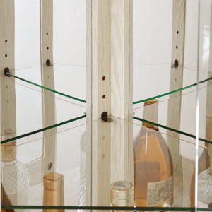 English Elm Lighted Corner Curio Cabinet - Elegant Display Case With Integrated Lighting For Collectibles & Glassware W1758P294619