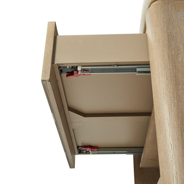 English Elm Two Drawer Coastal Nightstand with Woven Rope Fronts Stone Top and Usb Charging B2699P323471