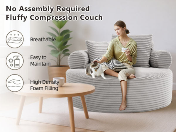 English Elm Round Cloud Sectional Sofa Bed with Memory Foam Cushions for Modern Living Spaces W3224P444277