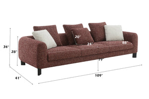 English Elm Mardi Maroon Tweed Sofa with 3 Accent Pillows — Burgundy Upholstery, Pine Frame, 660lb Capacity B2726P309301