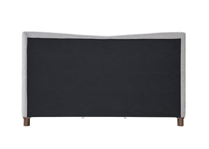 English Elm Melbourne Queen Upholstered Bed Tall Panel Headboard Chenille Fabric Walnut Legs B2756S00030