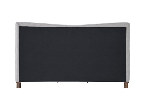 English Elm Melbourne Queen Upholstered Bed Tall Panel Headboard Chenille Fabric Walnut Legs B2756S00030