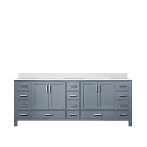 English Elm Dark Grey Double Bath Vanity 84" W With Cultured Marble Top - Elegant Storage & Soft-Close Design B2731P259154