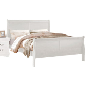 English Elm White Sleigh Queen Bed With Curved Headboard, Under-Bed Storage & Brushed Nickel Hardware Accents B062S00538-GIGA