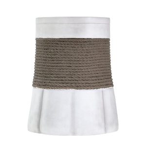 English Elm Outdoor Mgo Side Table with Woven Rope Texture and Fan Base for Patio or Living Room N765P382573W