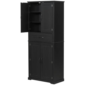 English Elm [video] Tall Matte Black Bathroom Cabinet with Drawer Adjustable Shelves and Door Racks N759P241667B