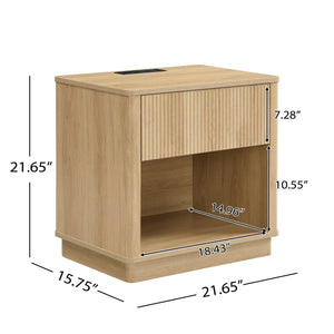 English Elm Christopher Knight Home® - Nightstand with Built-In Outlet & USB, Compact Modern Bedside Table with Drawer, 160 lb Top Capacity N770P333554N