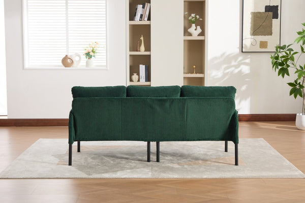 English Elm United We Win Corduroy Loveseat Plush Ergonomic Sofa with Spring Support Metal Legs Emerald W1568P410052