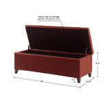 Madison Park Shandra Transitional Tufted Top Soft Close Storage Bench FUR105-0040 Rust Red