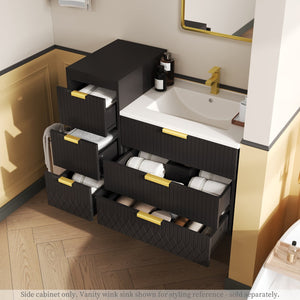 English Elm Wall Mounted Floating Cabinet with Adjustable Height and Modular Design for Custom Bathroom Storage Black N710P324099B