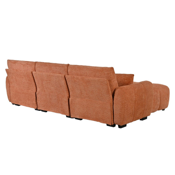 English Elm [video] Boucle Modular L-shaped Sectional with Ottoman Pull-line Cushions Living Room N723S1008G