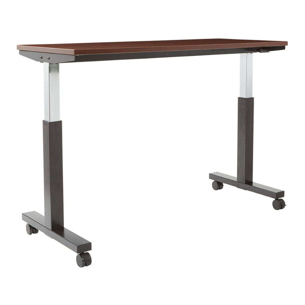 OSP Home Furnishings Adj Height Table Pneumatic Laminate Top Steel Frame Locking Casters Office Flex Mah 60X24 PHAT2460M3