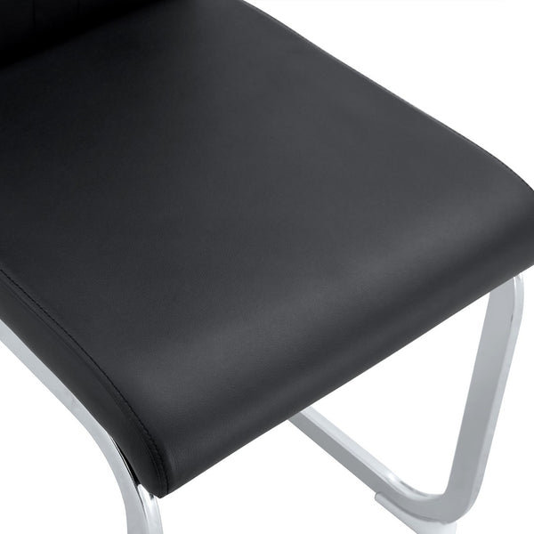 English Elm Set of 2 Gloss Pu Bow-back Dining Chairs with Ergonomic Curved Support for Modern Lofts Black W1512P491846