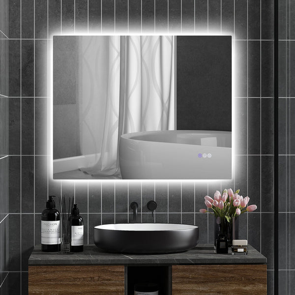 English Elm Homcom Led Bathroom Mirror With Anti-Fog, Dimmable Lights & Memory Function For Modern Spaces W2225P229673