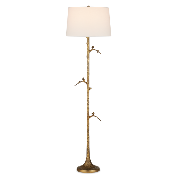 Piaf Brass Floor Lamp - Nature-Inspired Design with Whimsical Birds & Elegant Gold Finish for Your Home