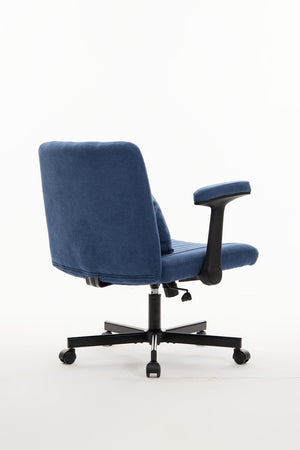 English Elm Modern Linen Blue Criss Cross Armrest Office Chair with Adjustable Height, Tilt, Swivel & Plush Pillow W3394P336172