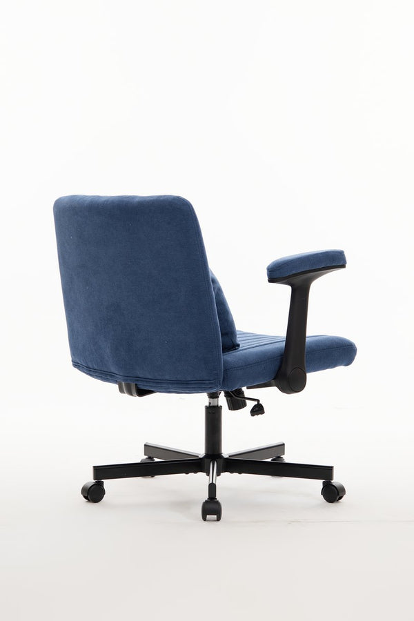 English Elm Modern Linen Blue Criss Cross Armrest Office Chair with Adjustable Height, Tilt, Swivel & Plush Pillow W3394P336172