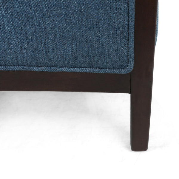 English Elm Christopher Knight Home® - Fabric Recliner Chair Mid-Century Push-Back Upholstered Armchair with Thick Cushion and Birch Frame Navy Blue 70449.00