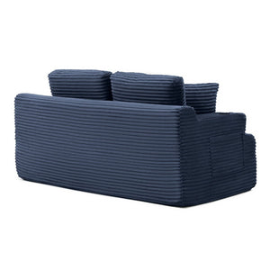 English Elm 66.5''boneless Floor Sofa Corduroy Two Seater with Cup Holders and Pockets for Apartments Blue W1117P427663