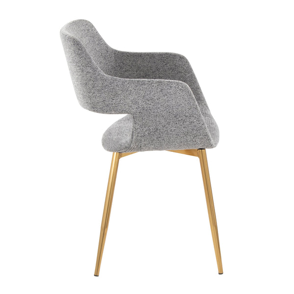 English Elm Margarite Contemporary Dining Chairs Set Of 2 - Elegant Grey Fabric & Gold Metal Accent Chairs B202S01262