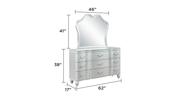 English Elm Landmark Traditional 9-Drawer Dresser In Silver With Elegant Metal Pulls For Stylish Bedroom Storage G150109014