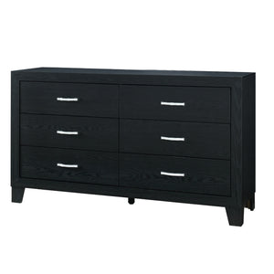 English Elm CARLOS Elegant Black 6-Drawer Dresser with Solid Wood+MDF, Glam Hardware & Durable Paper Finish B201P226267
